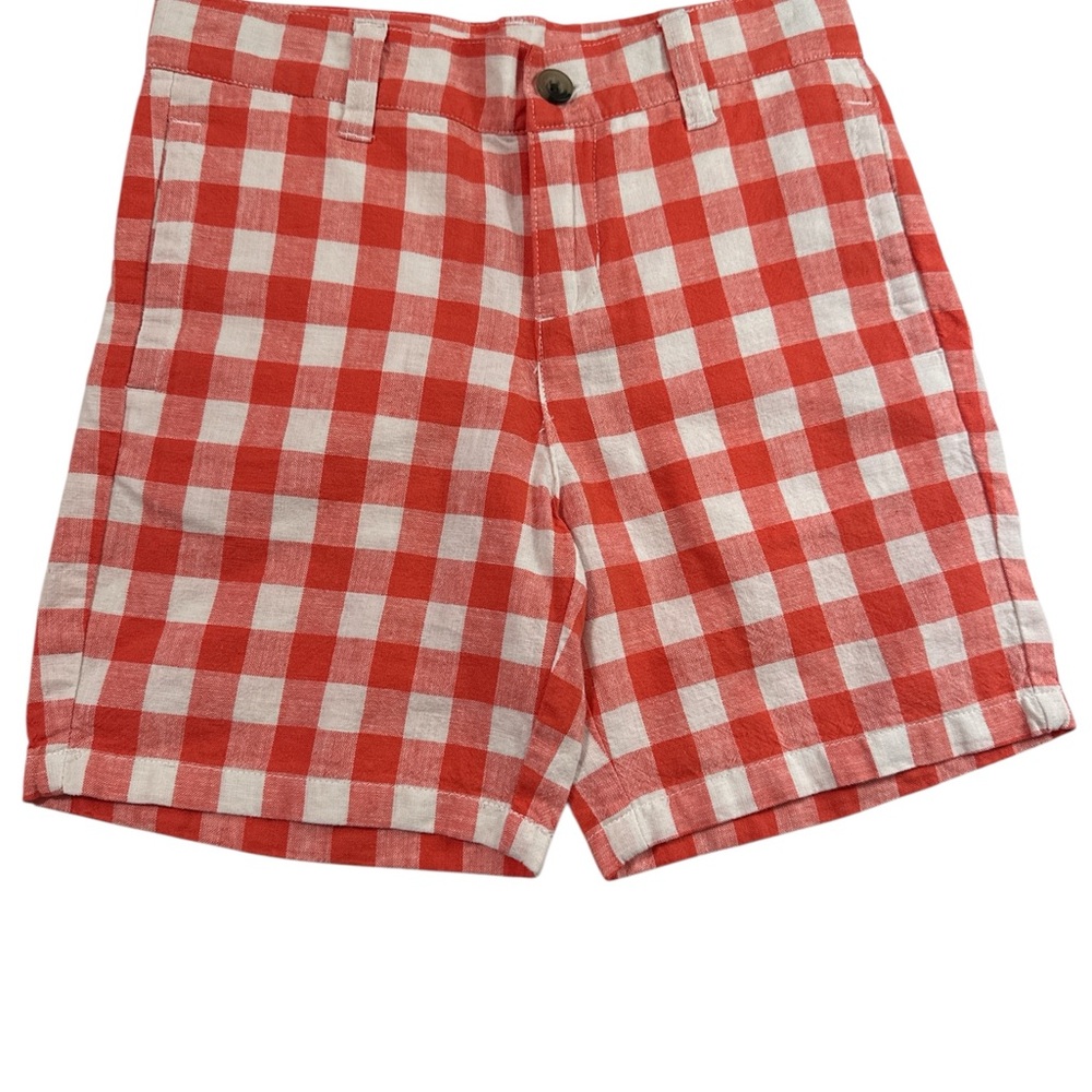 Janie and Jack Red and White Plaid Shorts